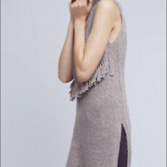Anthropologie Nomad Morgan Carper Alpina fringe sweater knit tunic dress - Picture 5 of 10
